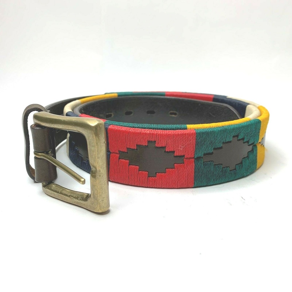 LUPPI Brown Leather Belt With Woven Pattern‎ Argentinian Southwestern 46/115